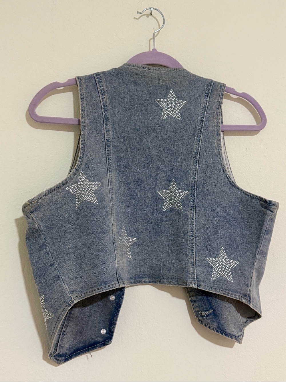 Y2K Denim Star Vest Button Front Size M - Picture 3 of 5